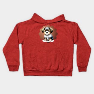 Havanese Puppy Dog in Black, Brown & White Fur Coat Markings Kids Hoodie